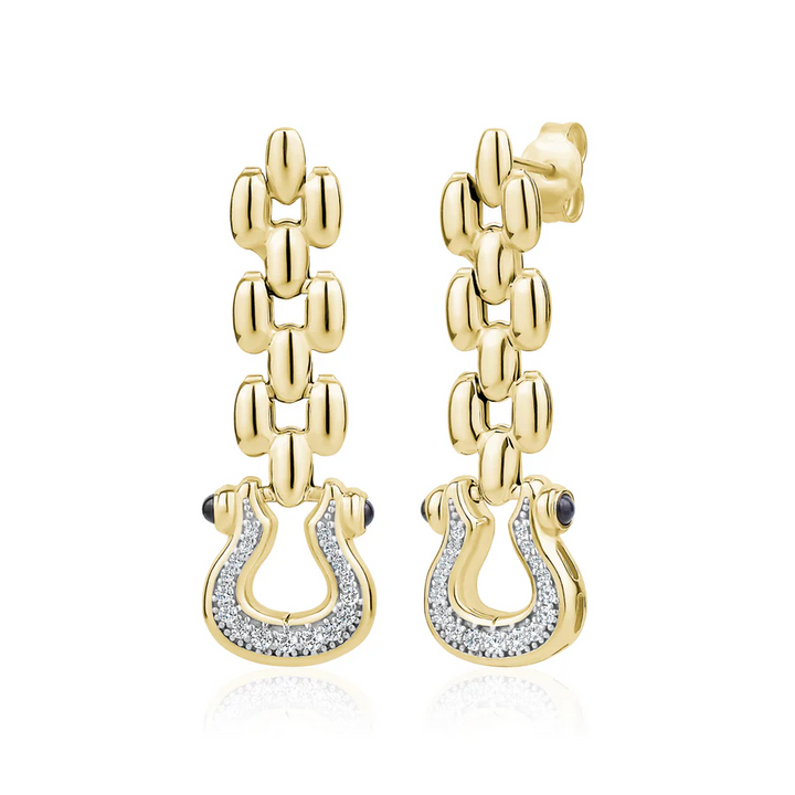 Miss Mimi Fancy Rounded Equestrian Drop Earrings