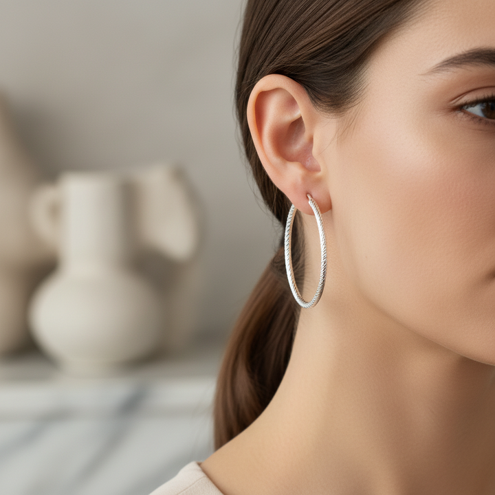 Miss Mimi Medium Diamond Cut Hoops