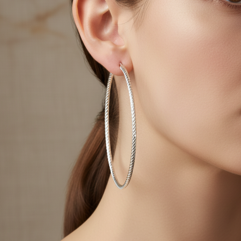 Miss Mimi XL Diamond Cut Hoop Earrings