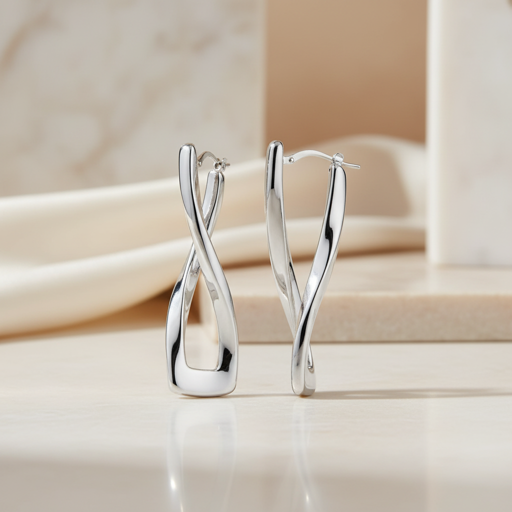 Miss Mimi Rectangular Twist Hoop