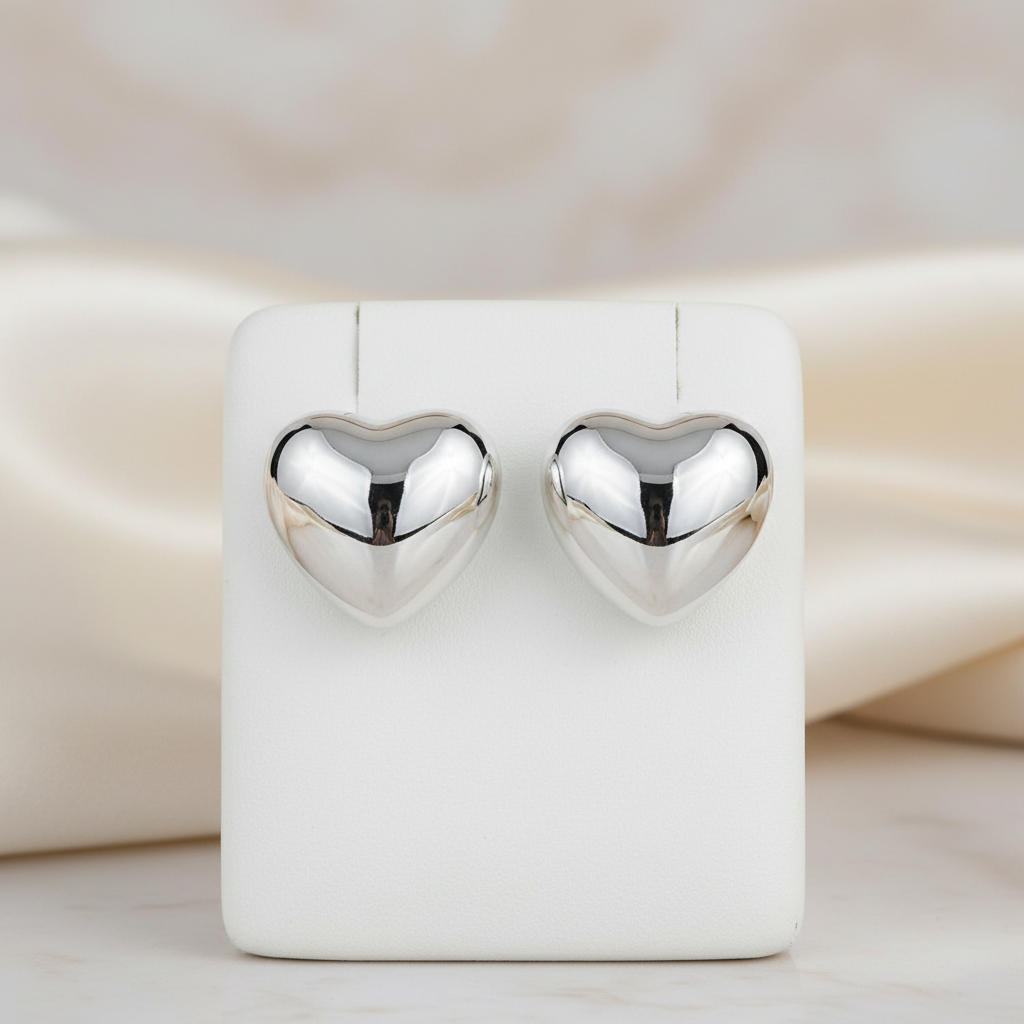 Miss Mimi Polished Puff Heart Studs