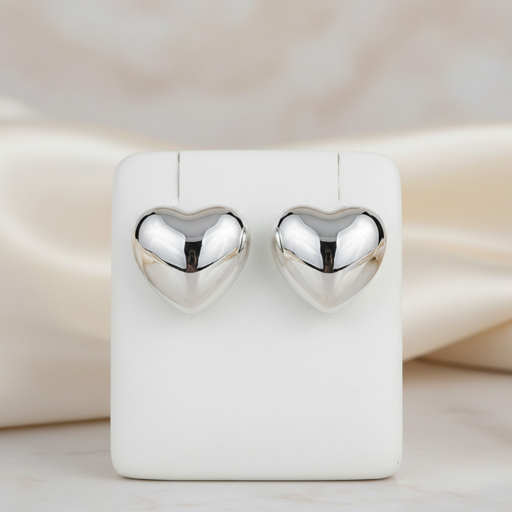 Miss Mimi Polished Puff Heart Studs
