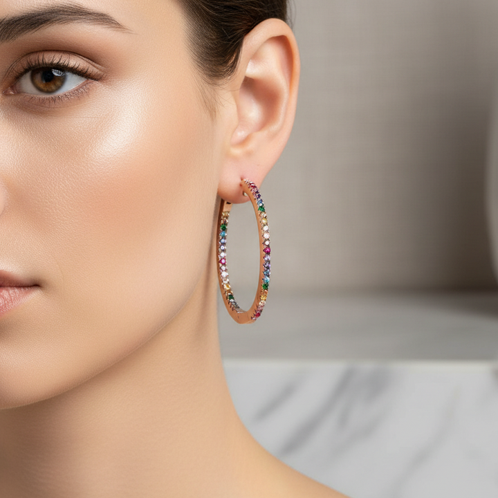 Miss Mimi Inside Out Rainbow Hoop Earrings