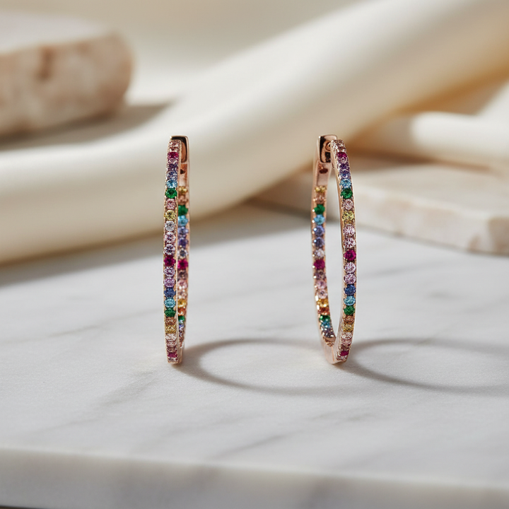 Miss Mimi Inside Out Rainbow Hoop Earrings