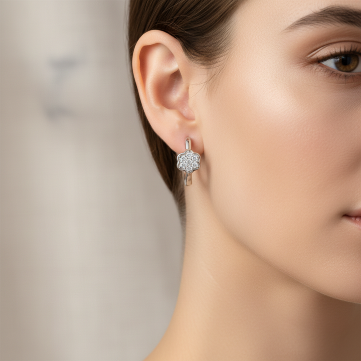 Miss Mimi CZ Flower Huggie Earrings