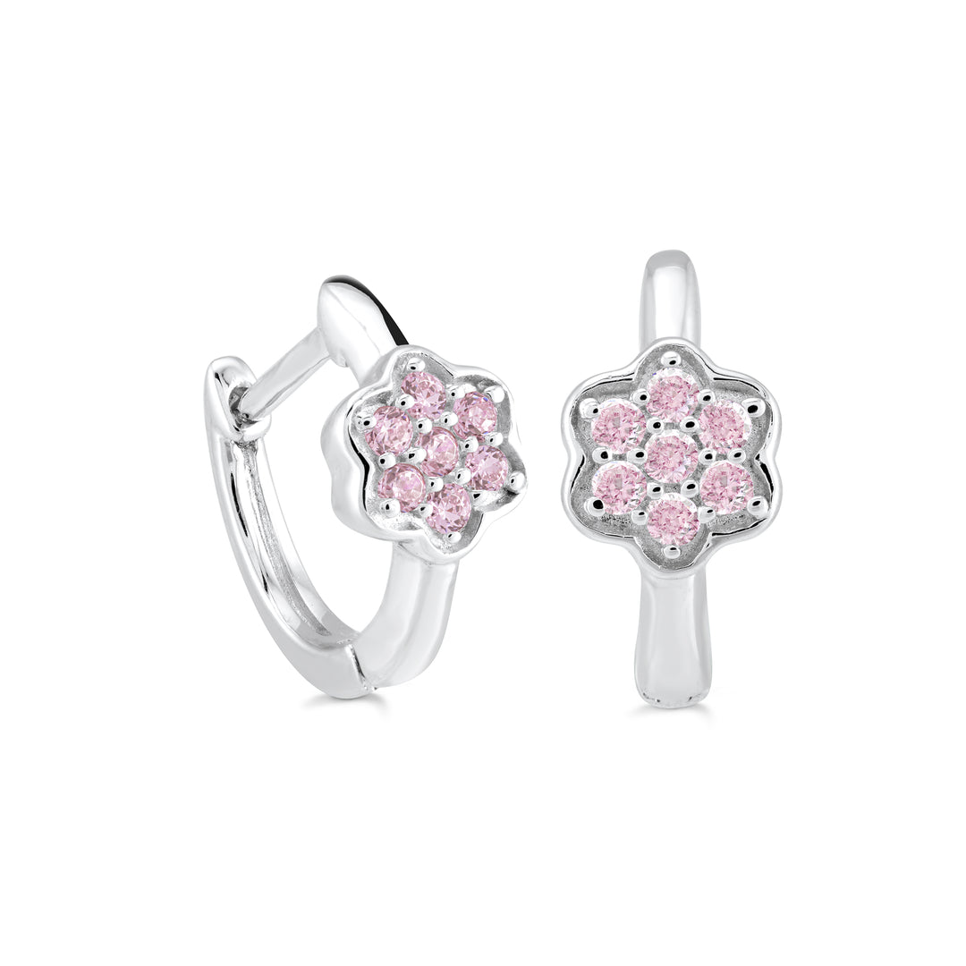 Miss Mimi CZ Flower Huggie Earrings | Sterling Silver | ORLY Jewellers