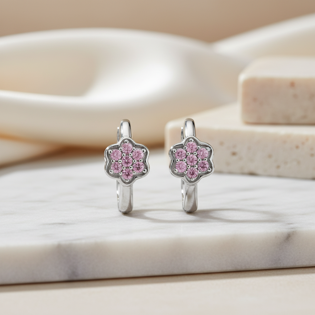 Miss Mimi CZ Flower Huggie Earrings