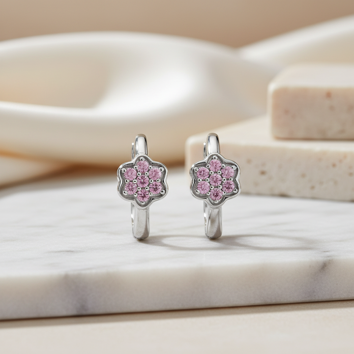 Miss Mimi CZ Flower Huggie Earrings
