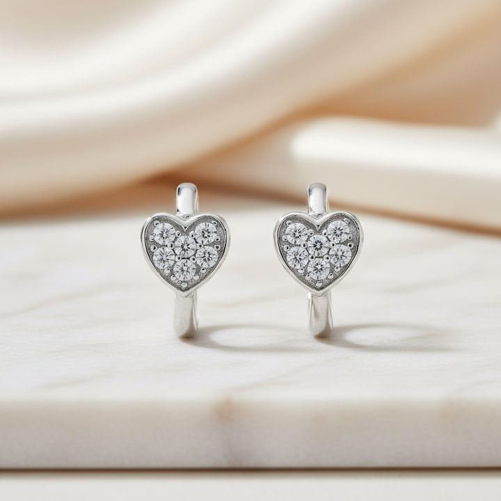 Miss Mimi CZ Heart Hoop Earrings