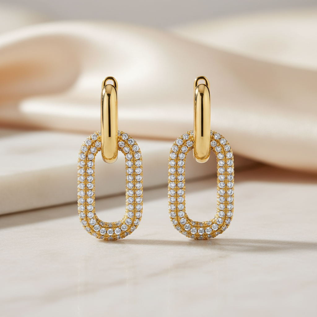 Miss Mimi Double Square Dangling Earrings