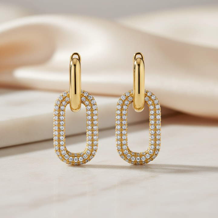 Miss Mimi Double Square Dangling Earrings