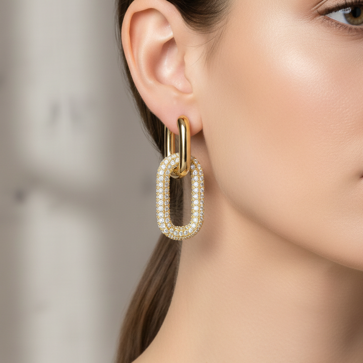 Miss Mimi Double Square Dangling Earrings