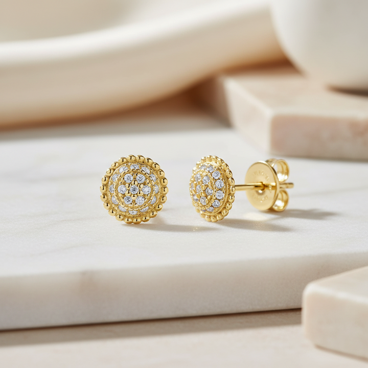 Miss Mimi Round Dew Drop Studs