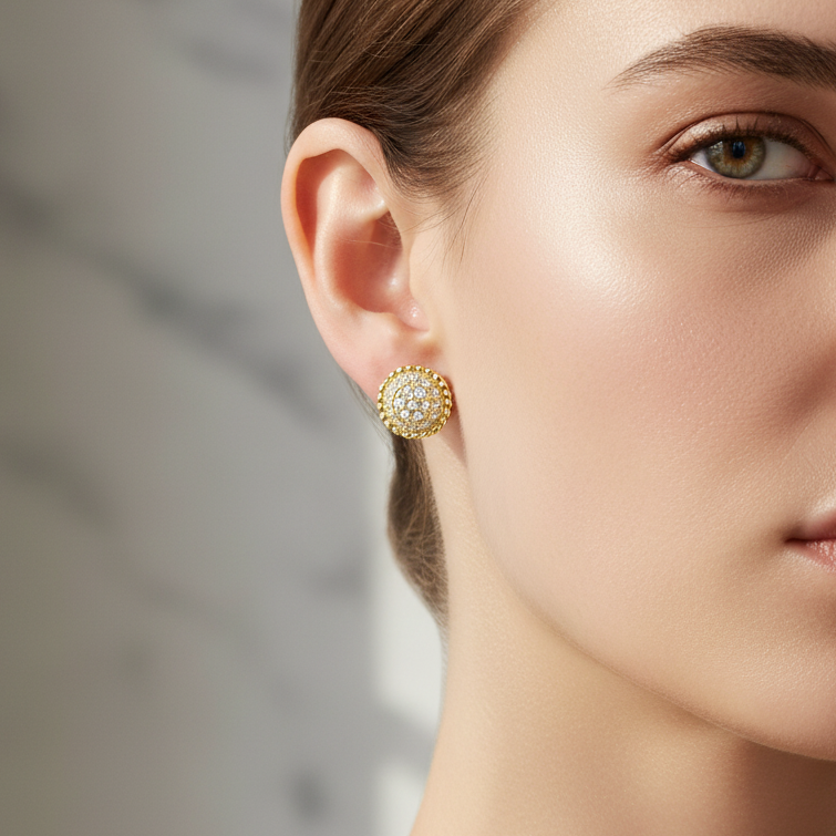 Miss Mimi Round Dew Drop Studs