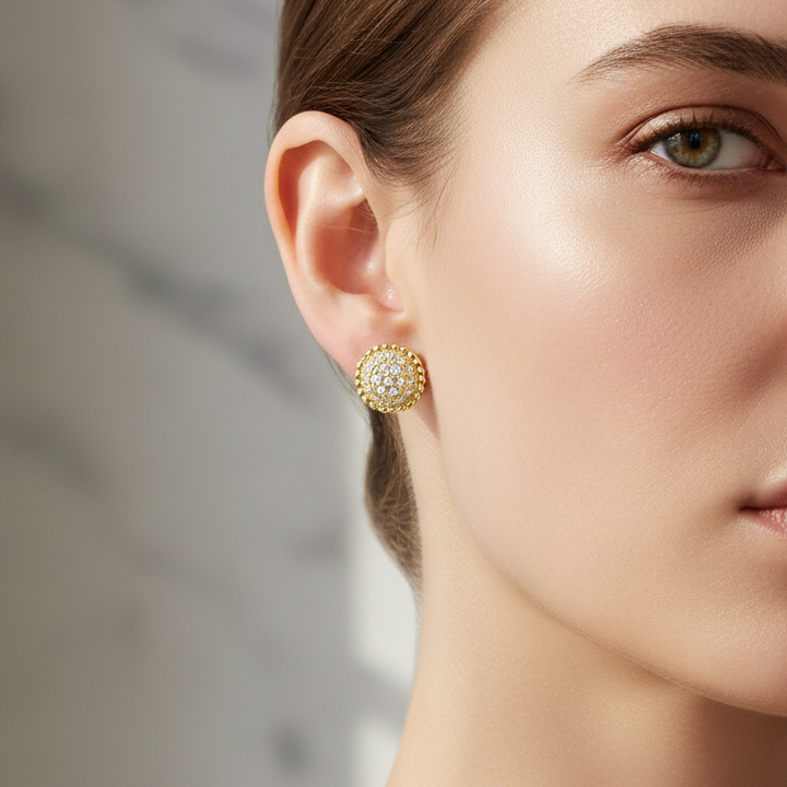 Miss Mimi Round Dew Drop Studs