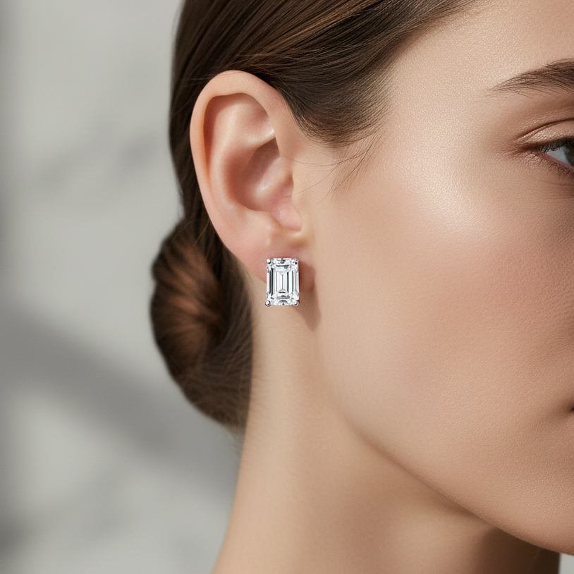 Miss Mimi Emerald Cut Stud Earrings
