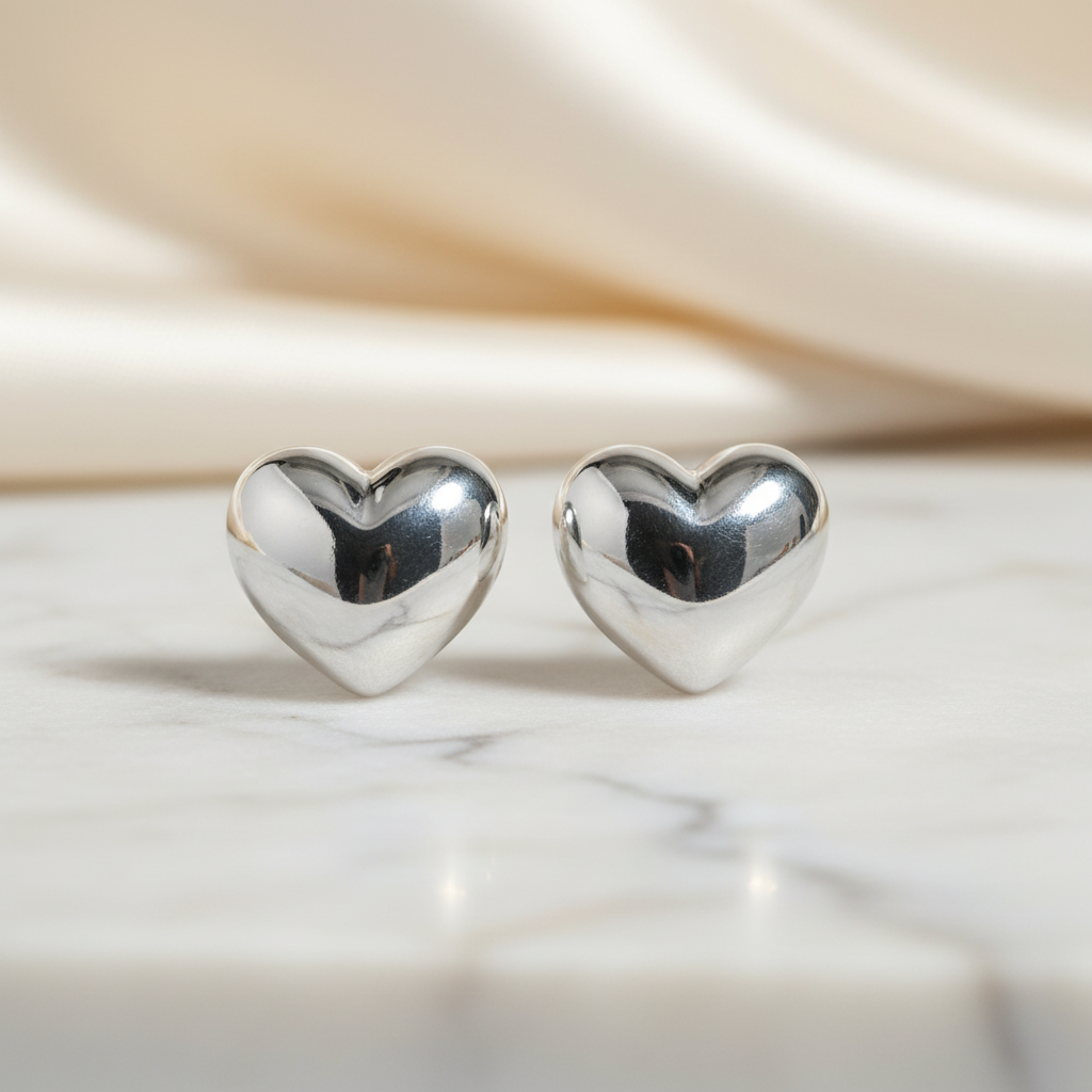Miss Mimi Puff Heart Studs