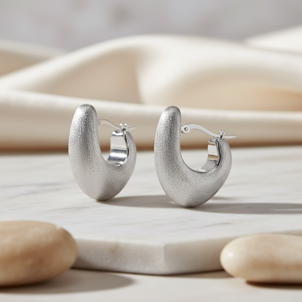 Miss Mimi Brushed Moon Hoop Earrings