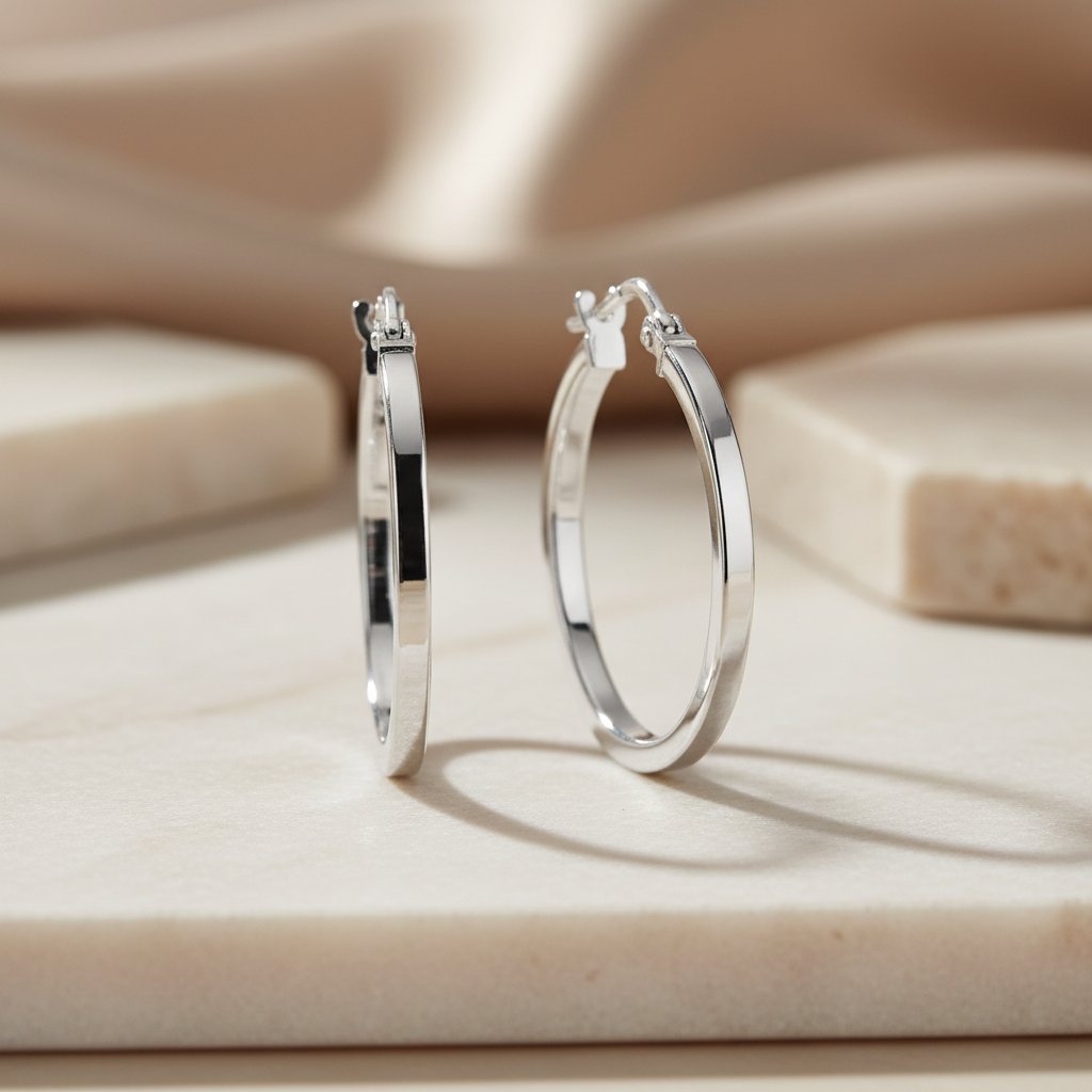 Miss Mimi Medium Square Edge Hoop Earrings