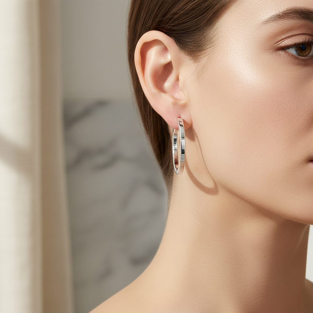 Miss Mimi Medium Square Edge Hoop Earrings