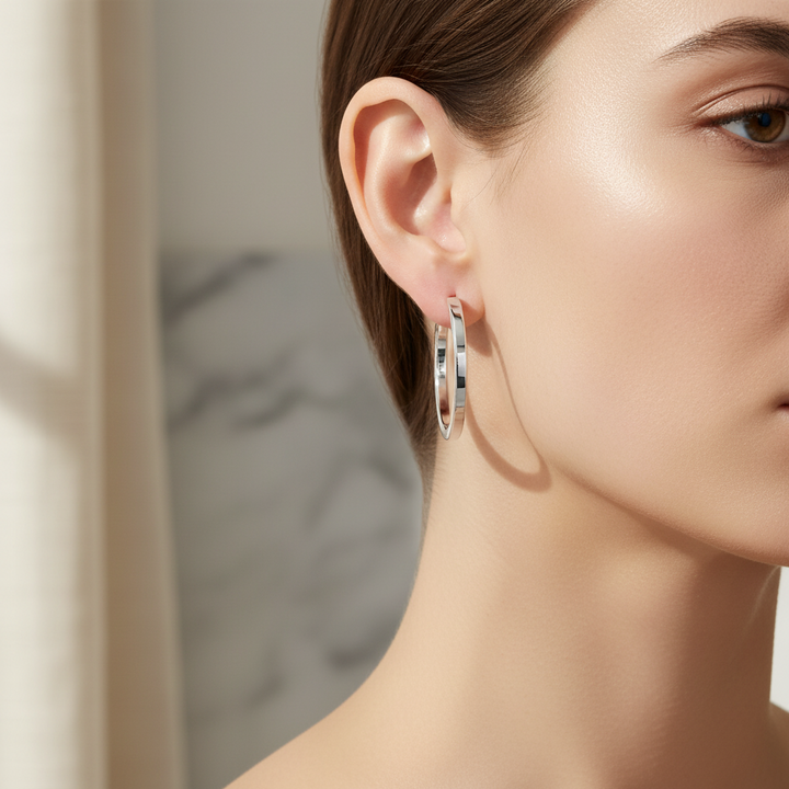 Miss Mimi Medium Square Edge Hoop Earrings