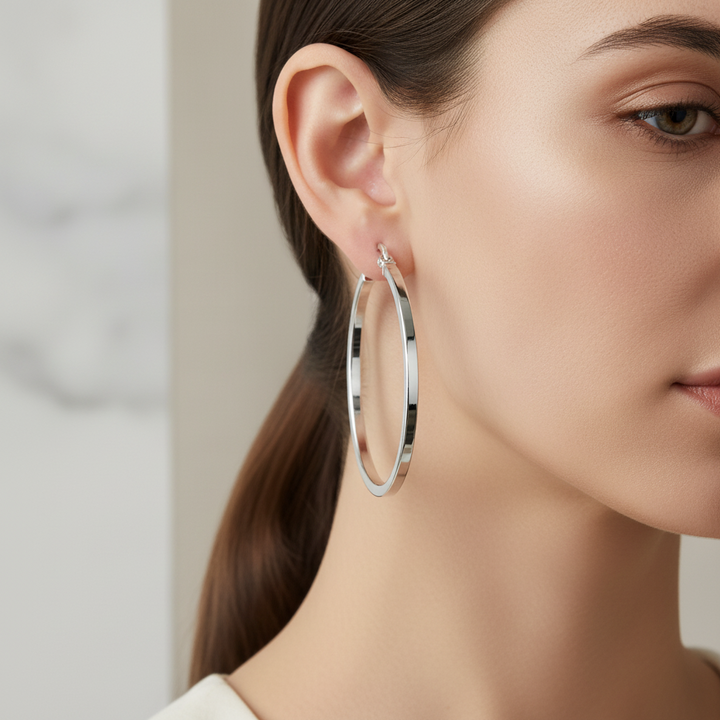 Miss Mimi - Grandes boucles d'oreilles créoles à bords carrés