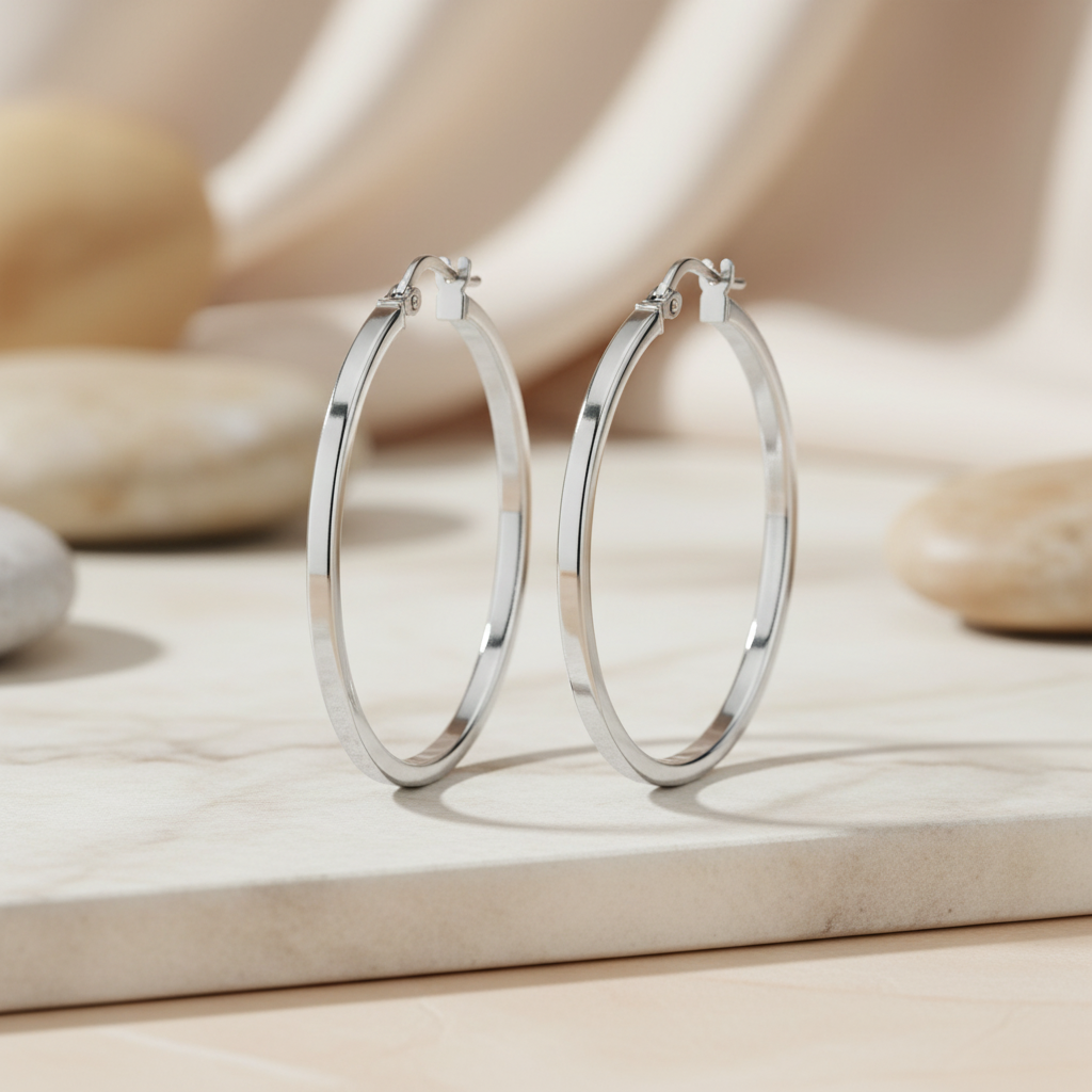 Miss Mimi - Grandes boucles d'oreilles créoles à bords carrés