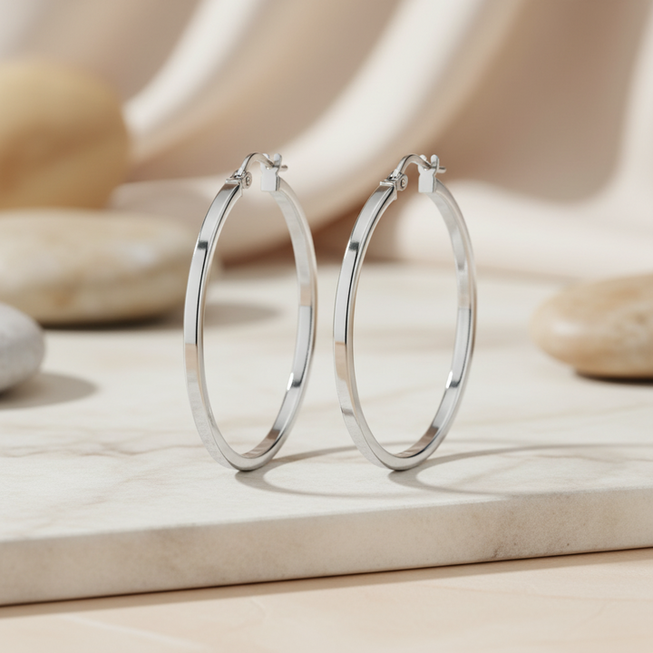 Miss Mimi - Grandes boucles d'oreilles créoles à bords carrés