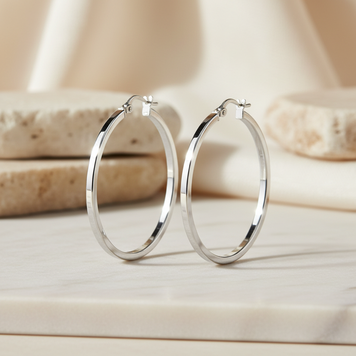 Boucles d'oreilles créoles à bord carré Miss Mimi XL