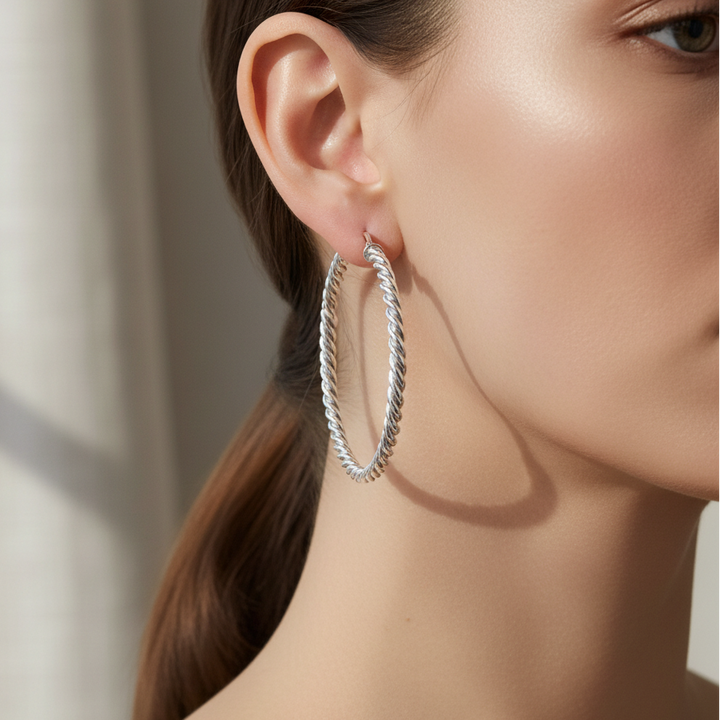 Grandes boucles d'oreilles créoles torsadées Miss Mimi