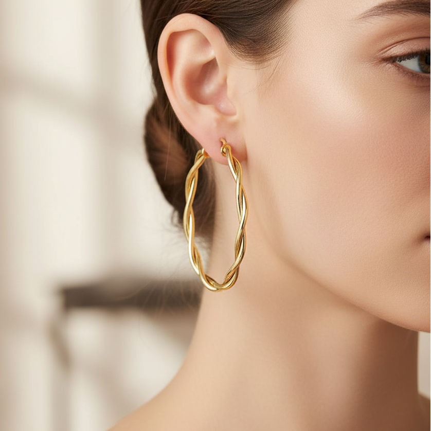 Miss Mimi Grandes boucles d'oreilles créoles en corde italienne