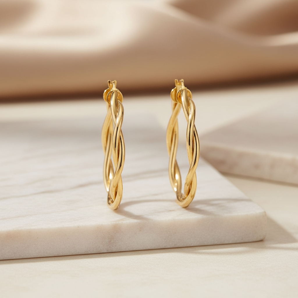 Boucles d'oreilles créoles en corde italienne de taille moyenne Miss Mimi