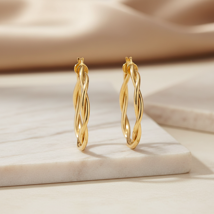 Boucles d'oreilles créoles en corde italienne de taille moyenne Miss Mimi
