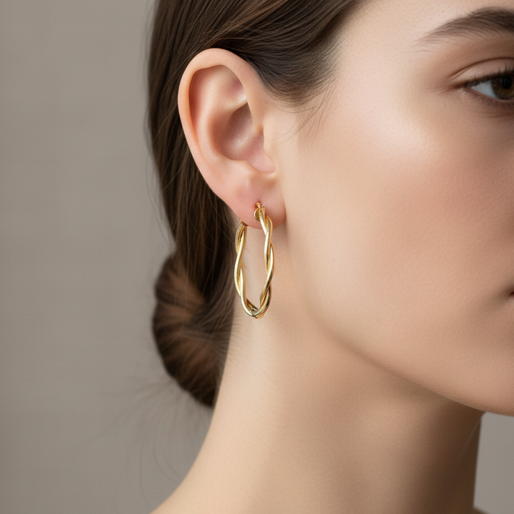 Boucles d'oreilles créoles en corde italienne de taille moyenne Miss Mimi