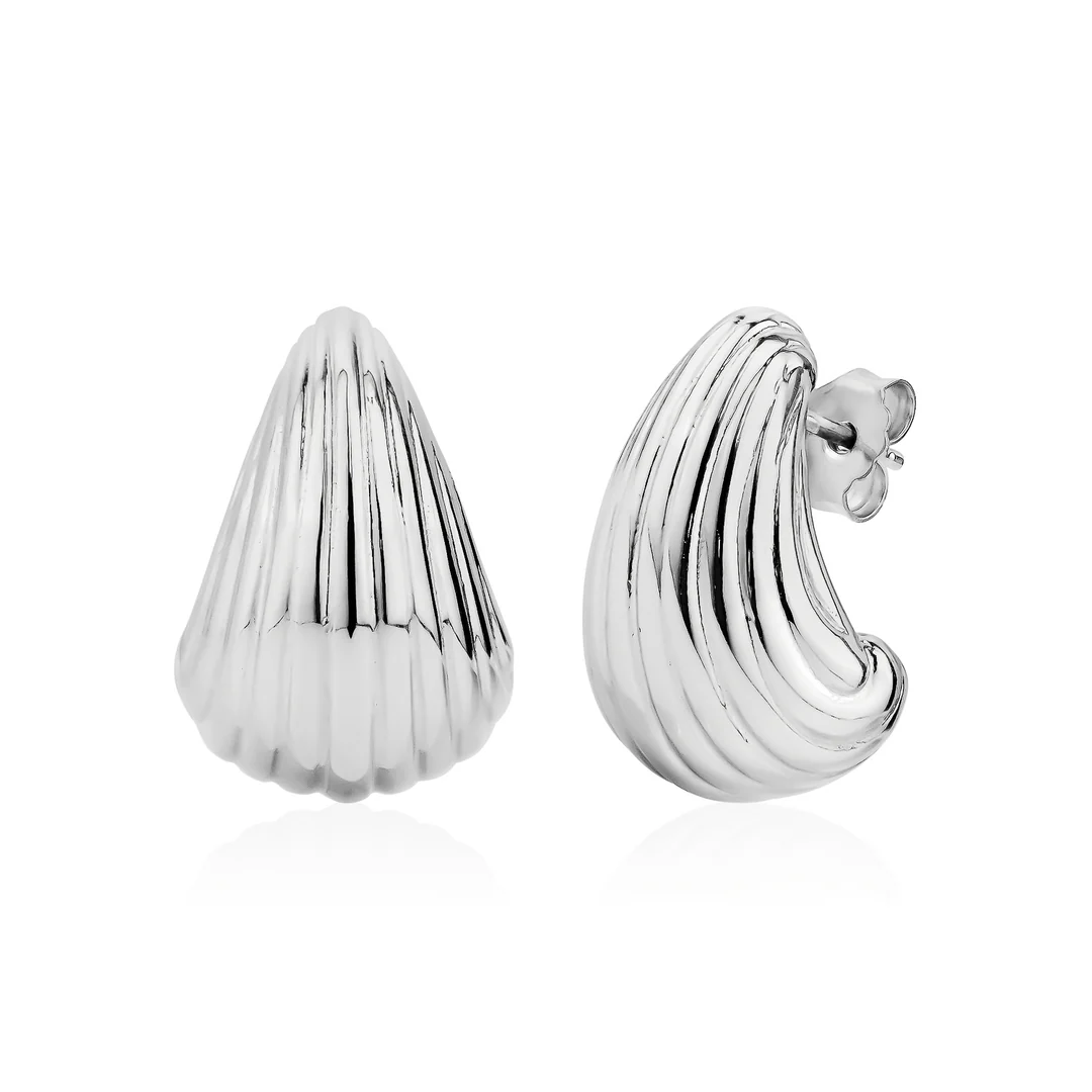 Miss Mimi Grooved Pear Studs
