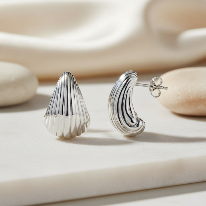 Miss Mimi Grooved Pear Studs