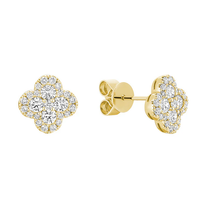 Dainty Clover Diamond Stud Earrings