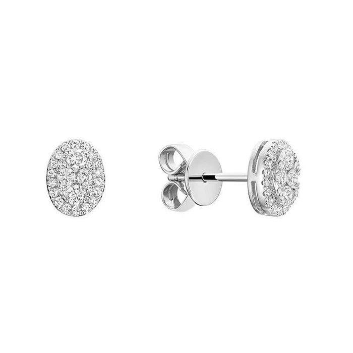 Pave Oval Diamond Stud Earrings