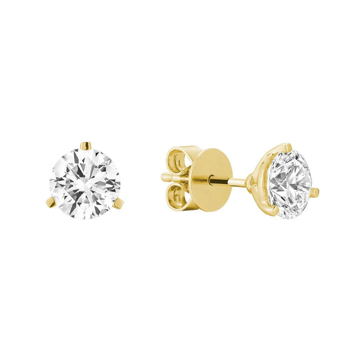 Martini Three Prong Stud Lab Grown Diamond Earrings