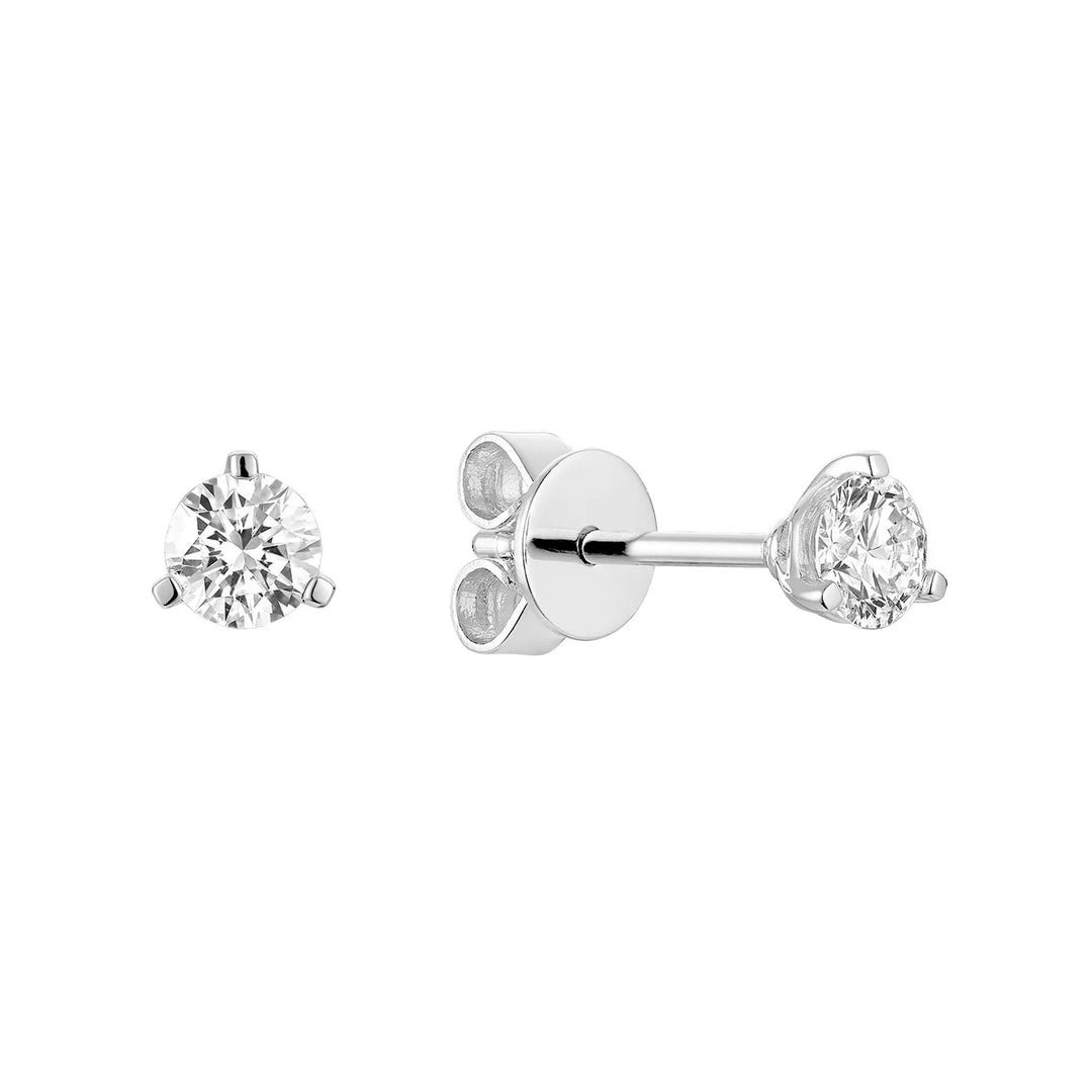 Martini Three Prong Stud Lab Grown Diamond Earrings