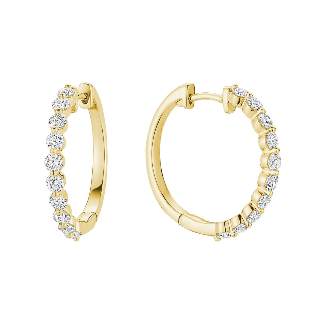Slim Loop Shared Single Prong Lab Grown Diamond Earrings