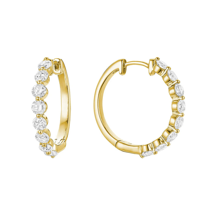 Slim Loop Shared Single Prong Lab Grown Diamond Earrings