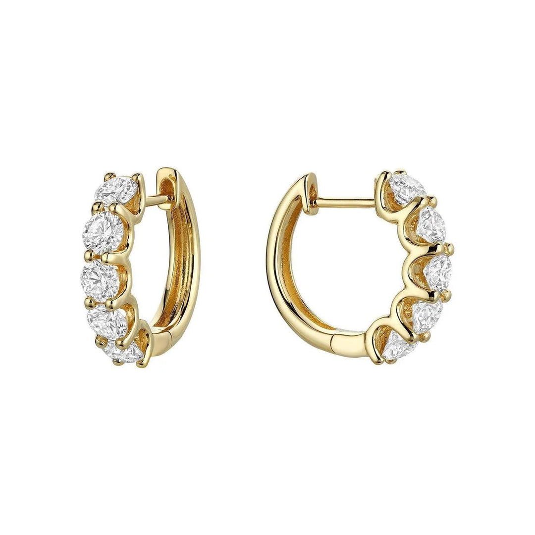 U Setting Lab Grown Diamond Huggie Earrings