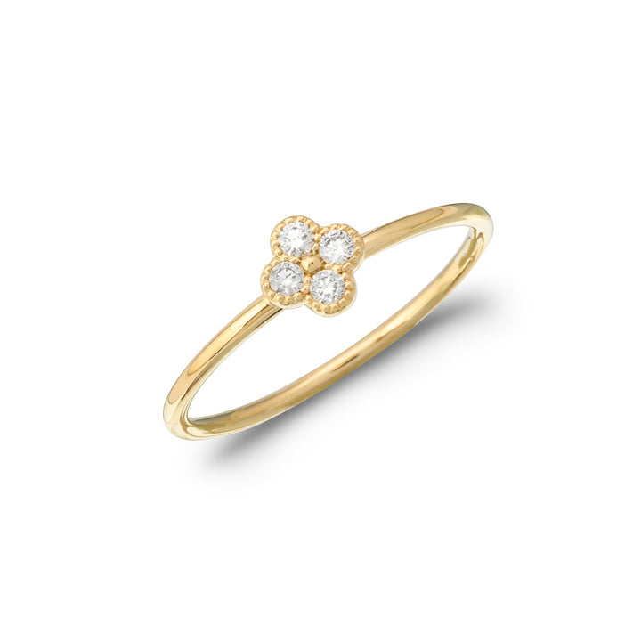14K Gold Mini Clover Diamond Ring by ORLY Jewellers