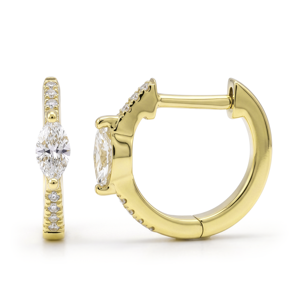 Marquise Shape Diamond Huggie Earrings