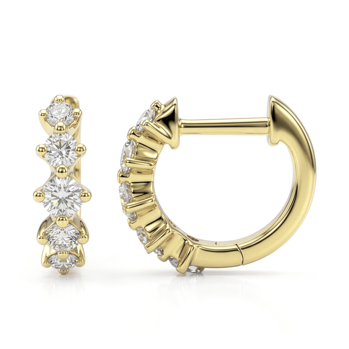 Shared Prong Diamond Huggie Earrings