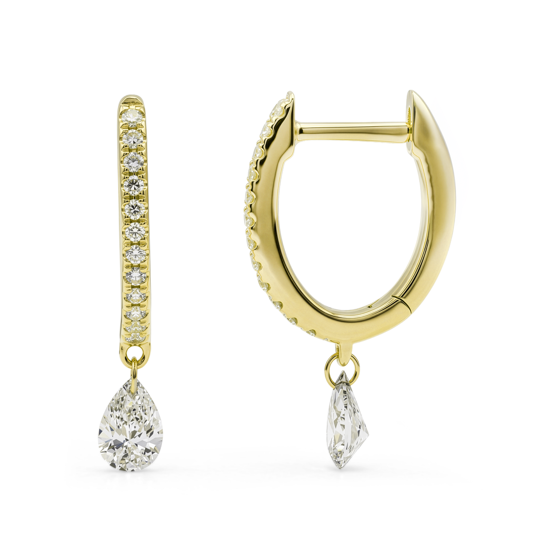 Diamond Floating Huggie Earrings
