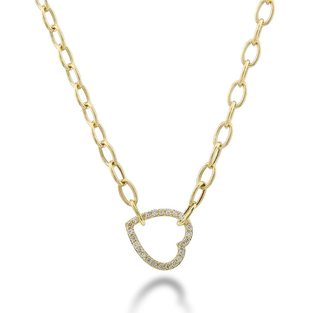 14K Link Diamond Heart Necklace