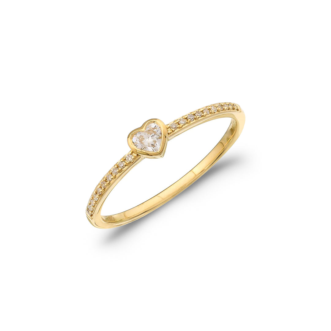 14K Gold Dainty Diamond Heart Ring by ORLY Jewellers