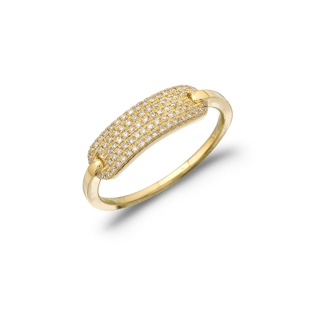 14K Gold Diamond Pave ID Tag Ring by ORLY Jewellers